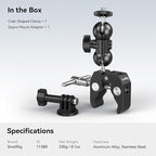 SMALLRIG Super Camera Clamp Mount, Double Ball Head Magic Arm Adapter, - Image 7