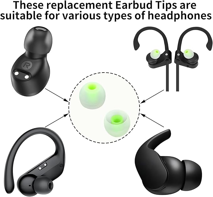 Earbud Tips Soft Anti Slip Washable Reusable Silicone Fit Most In-Ear Earbuds - Image 3