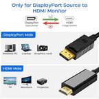 4K Displayport to HDMI Cable 6 Feet 2-Pack, Display Port to HDMI Adapter Male - Image 2