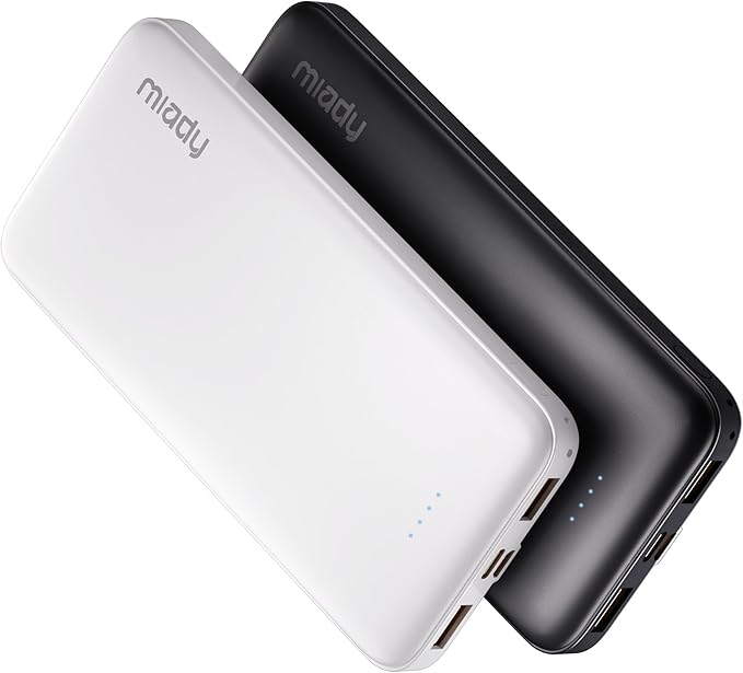 Miady 2-Pack 10000mAh Dual USB Portable Charger, Type-C Charging Power Bank by Miady