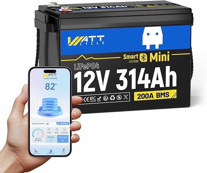 12V 314Ah Mini LiFePO4 Lithium Battery by Wattcycle