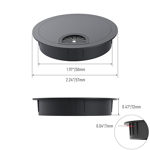 2 Pack Desk Grommet 2 Inch 50mm, Zinc Alloy Computer Desk Wire Hole Cover - Image 2