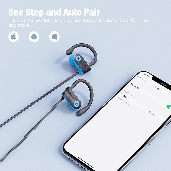 Boean Bluetooth Headphones, Stereo Bass IPX7 Waterproof Over Ear Earphones AI - Image 8
