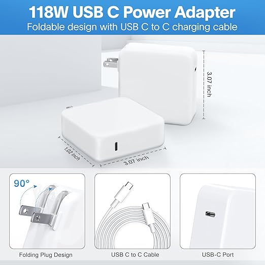 Mac Book Pro Charger - 118W USB C Fast Charger Power Adapter Compatible - Image 7