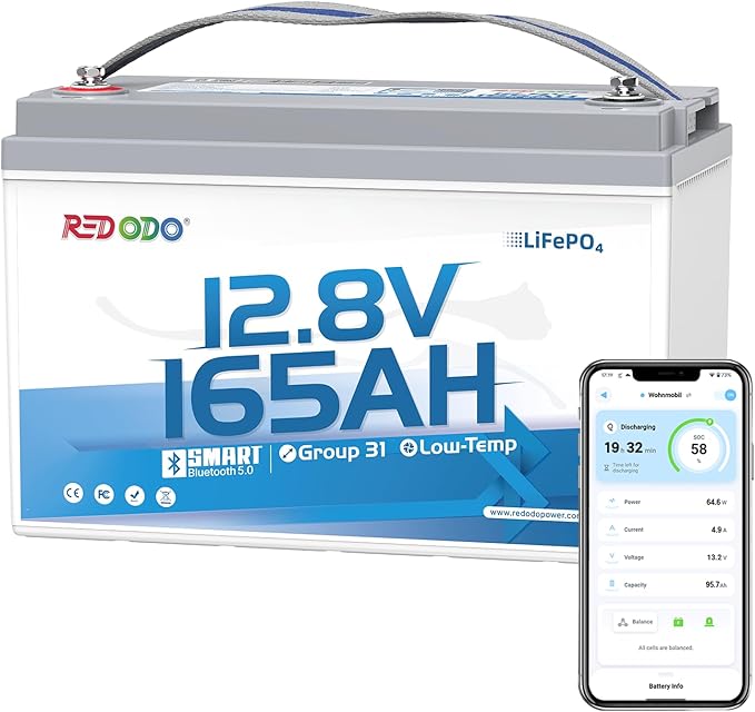 Redodo Group 31 Bluetooth LiFePO4 Battery 12V 165Ah, 2112Wh Max. Energy by PrimeDayRedodoSaveup55