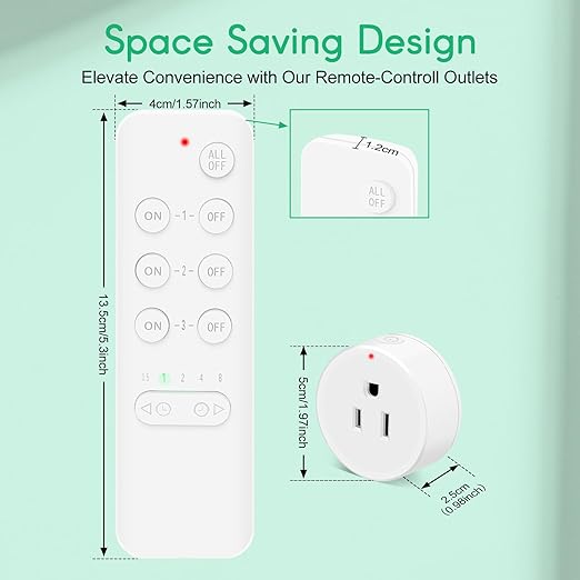 NineLeaf Remote Timer Outlet, Wireless Remote Control Plug Programmable - Image 9