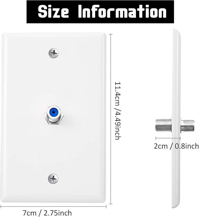 Weewooday 8-Pack White Single Gang F Connector Coax Wall Plates - Image 4