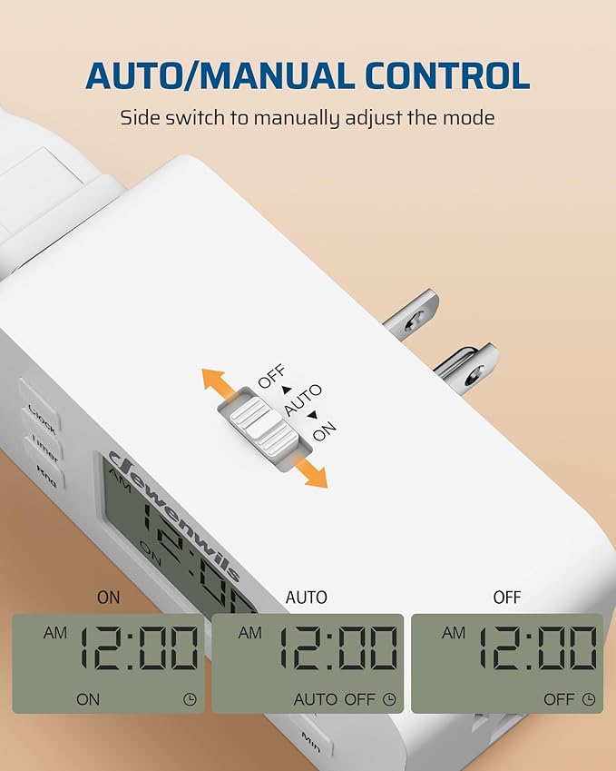 DEWENWILS 24 Hour Programmable Digital Timer Outlet, Timers - Image 2