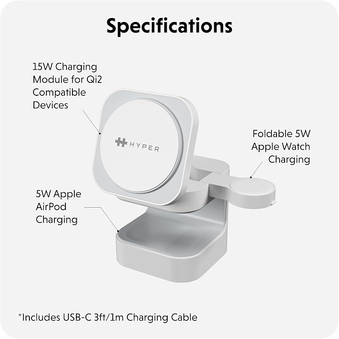 HyperJuice 3-in-1 Wireless Charger Qi2 Magnetic Stand — Fast Charger - Image 6