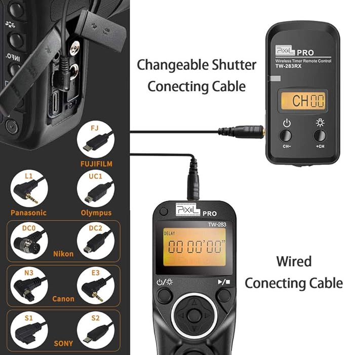 Pixel Wireless Shutter Release Cable Timer Remote Control TW-283 UC1 Compatible - Image 8