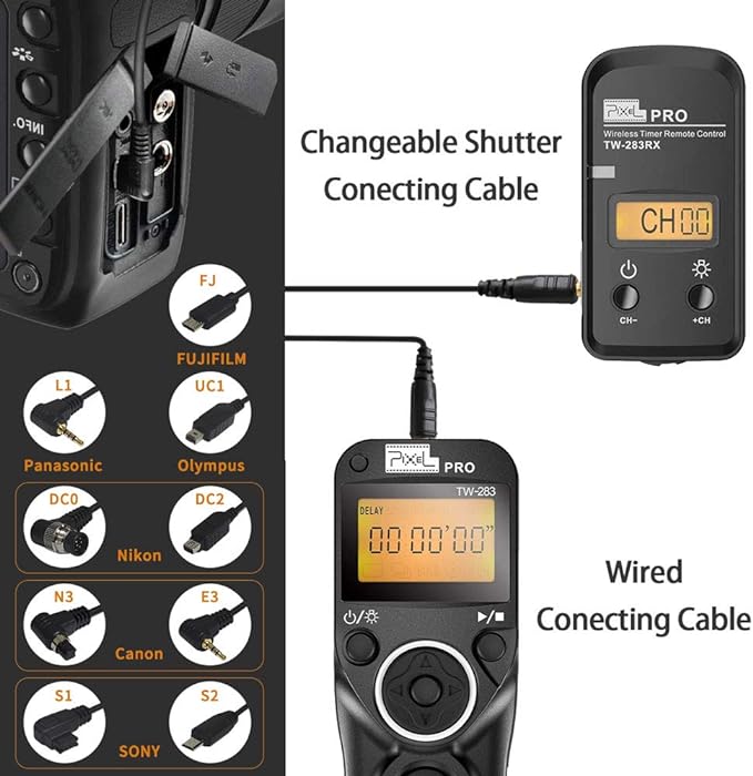 Pixel TW-283 DC2 Wireless Shutter Remote Release Control Intervalometer FSK - Image 7
