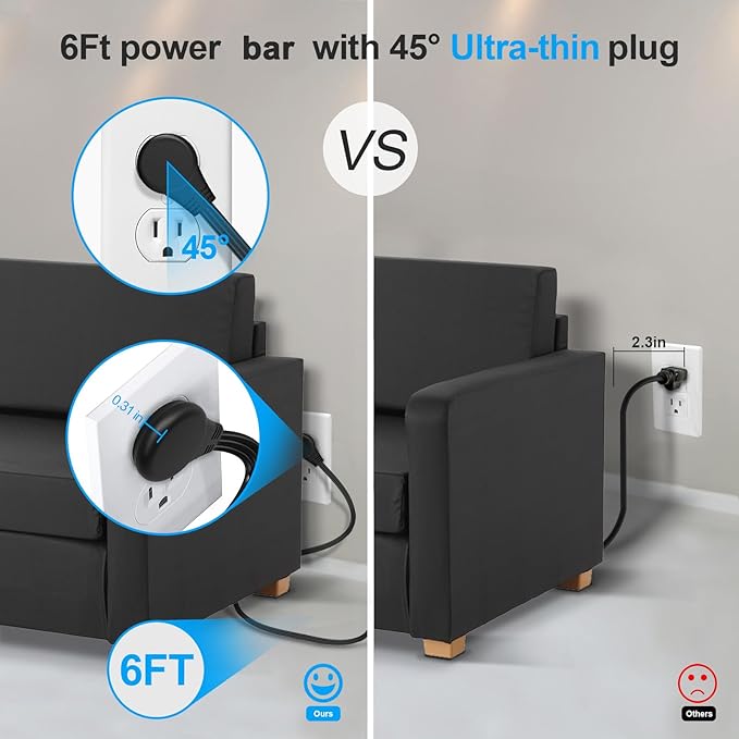 2 Pack Ultra Flat Plug Power Strip, Power Strips - Image 3