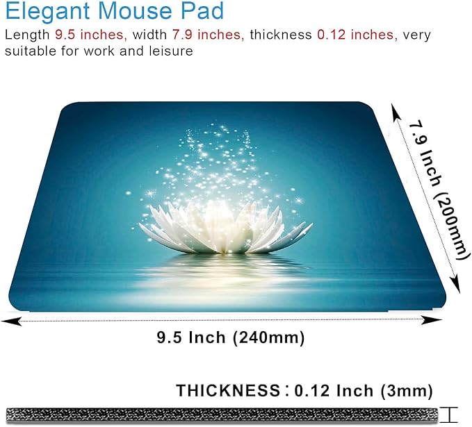 White Lotus Mouse Pad, Cute Floral Mouse pad, Custom Small Mouse Pads - Image 2