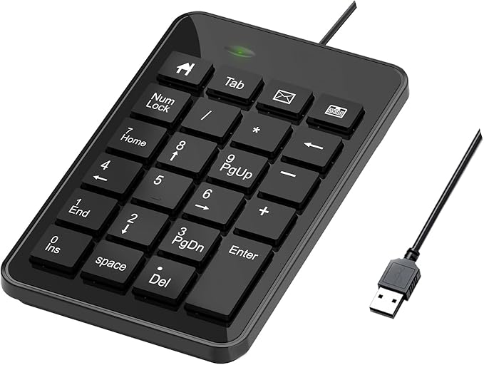 Wired Number Pad, USB Numpad 23 Key Numeric Keypad Financial Accounting by Loonasa