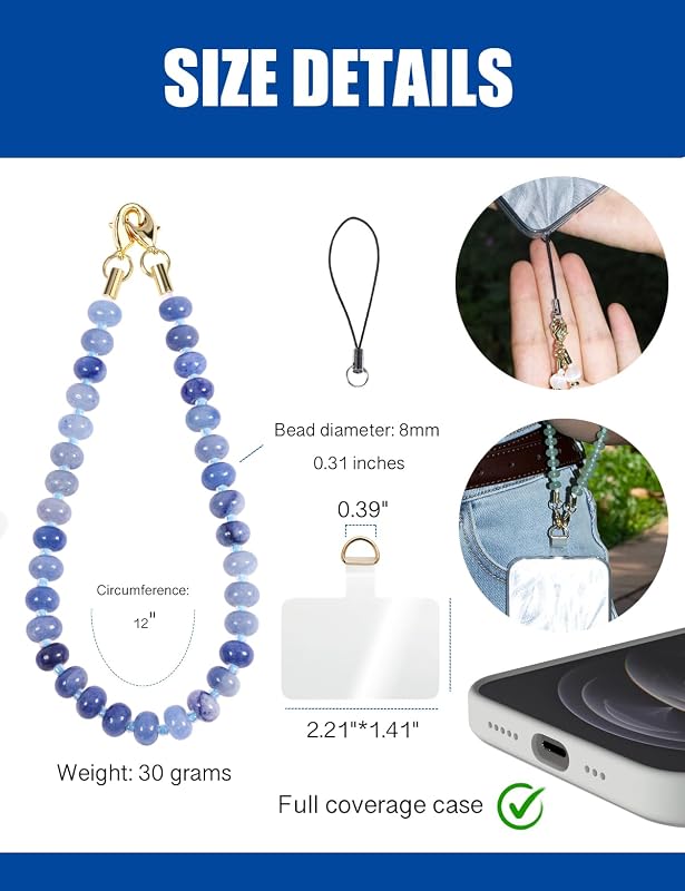 Handmade Natural Gemstone Crystal Beaded Charm Cell Phone Camera Lanyard - Image 5