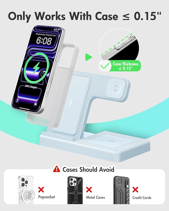 Wireless Charger Stand Charging Station: 3 in 1 Charger Stand Multiple Devices - Image 3