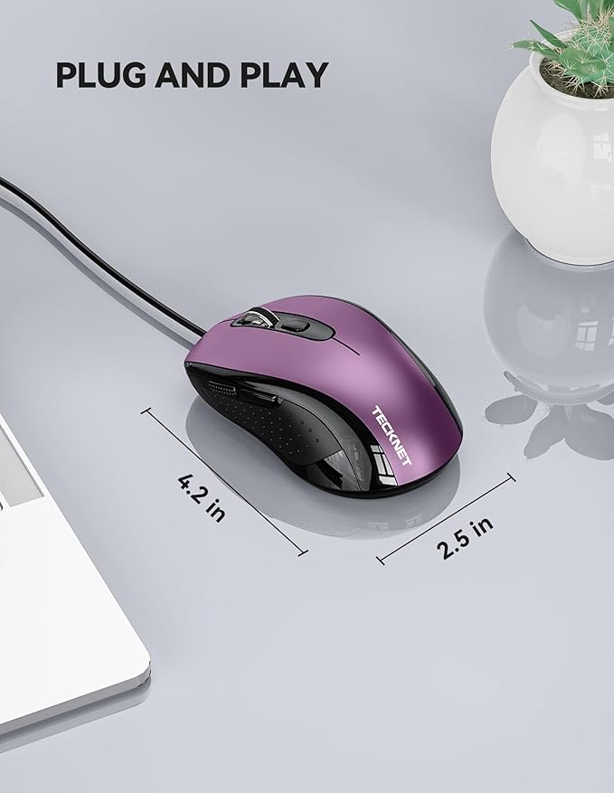 TECKNET USB Wired Mouse, 3600DPI Corded Computer Mouse - Image 5