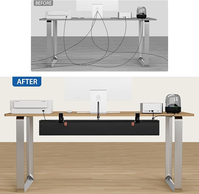 Zilink No Dril Under Desk Cable Management Tray 40" Cord Organizer - Image 5