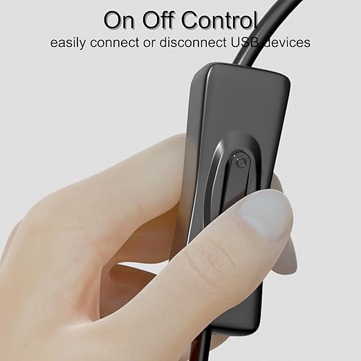 USB On/Off Switch Cable 2-Pack, 2A Charging 480Mbps Data, Type-A 2.0 Power - Image 3