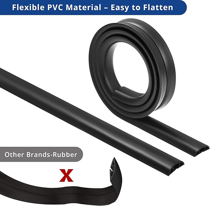 ZhiYo 4ft Cord Hider Floor for 1 Small Wire, Soft PVC Cord Covers for Wires on - Image 5