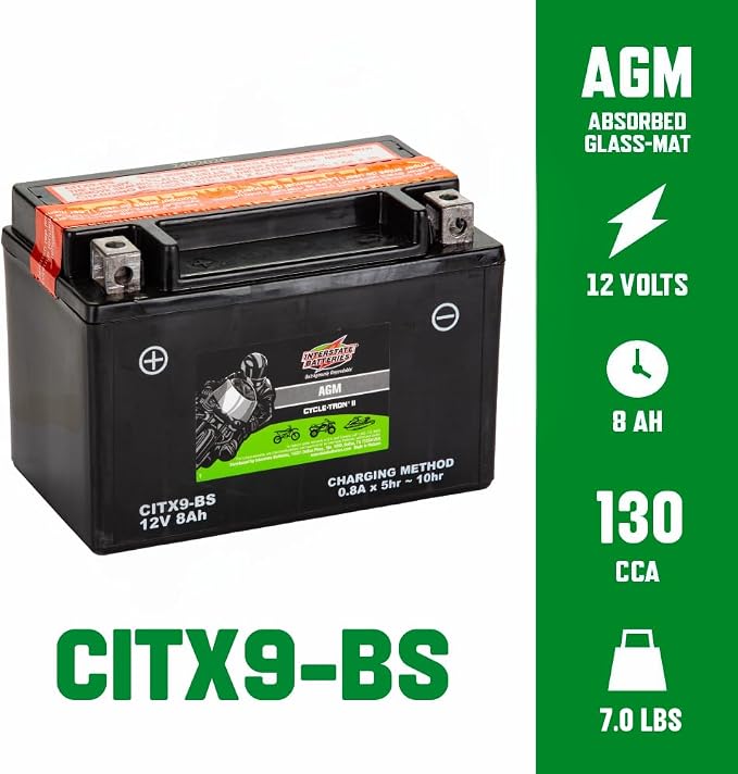 Interstate Batteries YTX9-BS 12V 8Ah Powersports Battery 130CCA AGM - Image 3