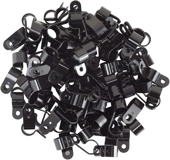 GTSE Black Nylon Plastic Cable Clamps, 1/2" Screw Mounts - Image 3