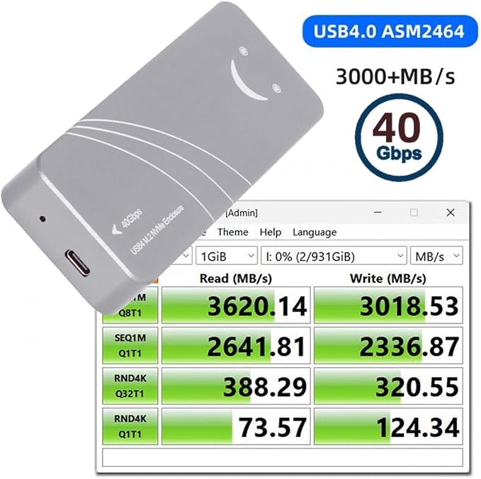 CY USB4.0 Type-C USB4 40Gbps to PCI-E 4.0 X4 SSD NVME NGFF M-Key Enclosure - Image 6