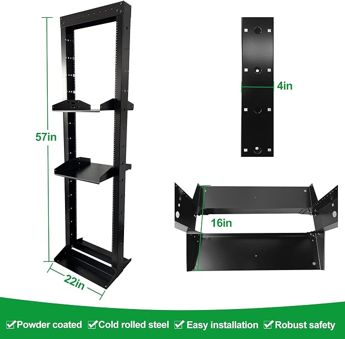 2 Post 29U Open Frame Server Rack 2-Post Server Rack Network Rack, No Tray - Image 2