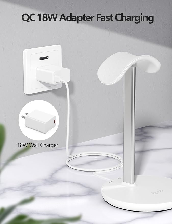 Miroddi Headphone Stand with Wireless Charger, Independent USB Charging Port - Image 7