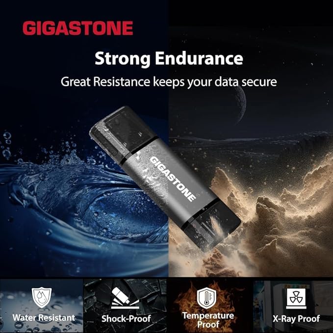 GIGASTONE 128GB Dual Flash Drive Z40 USB 3.2 Gen 1, 2-in-1 Type-A & Type-C - Image 6