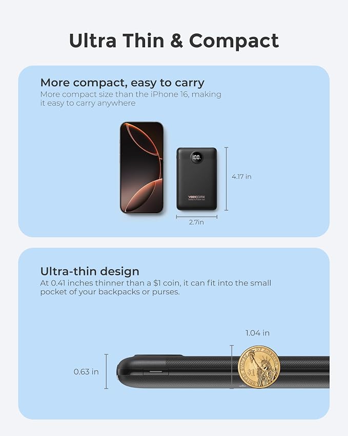 VEEKTOMX Mini Portable Charger 10000mAh, 22.5W Fast-Charging Portable Power - Image 8