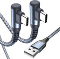USB Type C Cable Right Angle, USB Type C iPhone 16 Charger Cable Nylon Braided by Sweguard