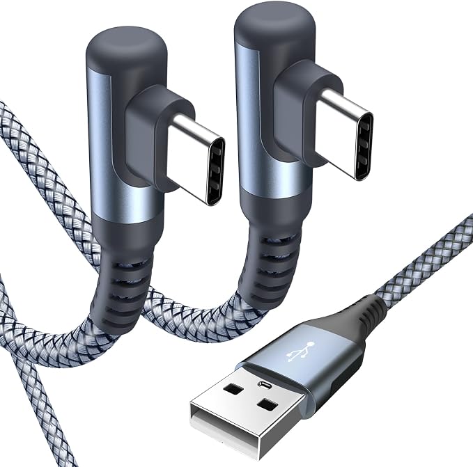 USB Type C Cable Right Angle, USB Type C iPhone 16 Charger Cable Nylon Braided by Sweguard