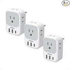 TESSAN European Travel Plug Adapter USB C 3 Pack, PD 20W US to Europe Plug by TESSAN