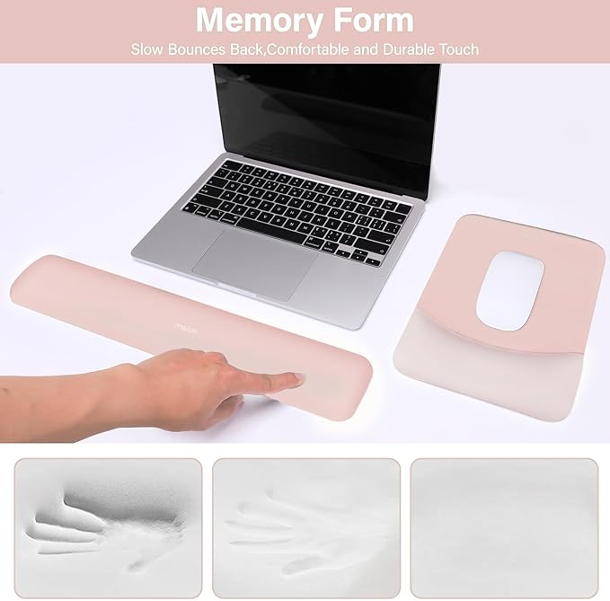 MOSISO Wrist Rest Support for Mouse Pad&Keyboard Set, Rectangular Ergonomic - Image 4