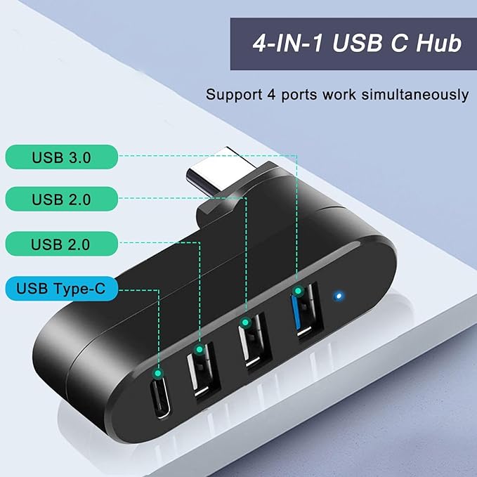 VIENON 4-Port USB C Hub, USB C Adapter Splitter, USB Extender - Image 2