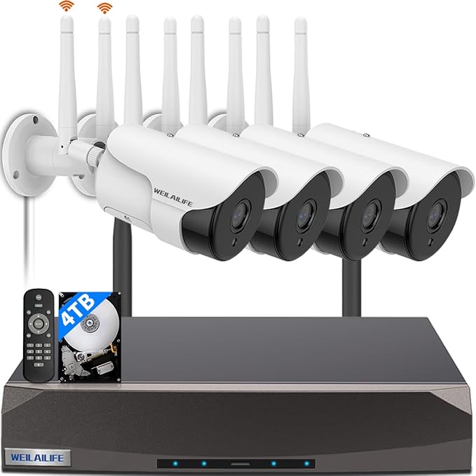 【2-Way Audio & Super Night Vision】 Outdoor Wireless Security Camera System by WEILAILIFE