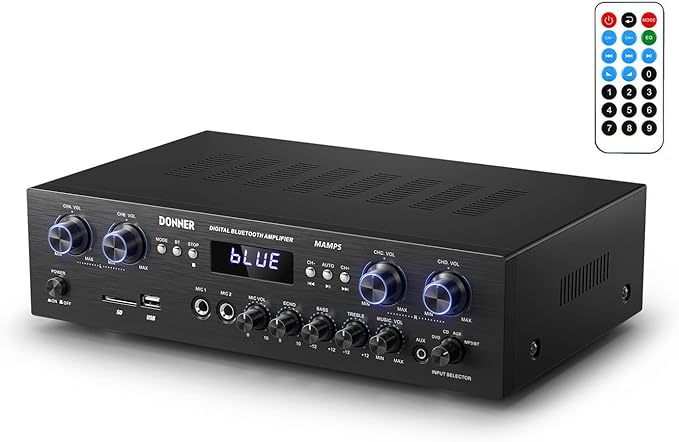 Donner Bluetooth 5.0 Stereo Audio Amplifier Receiver, 4 Channel 440W Peak Power by Donner