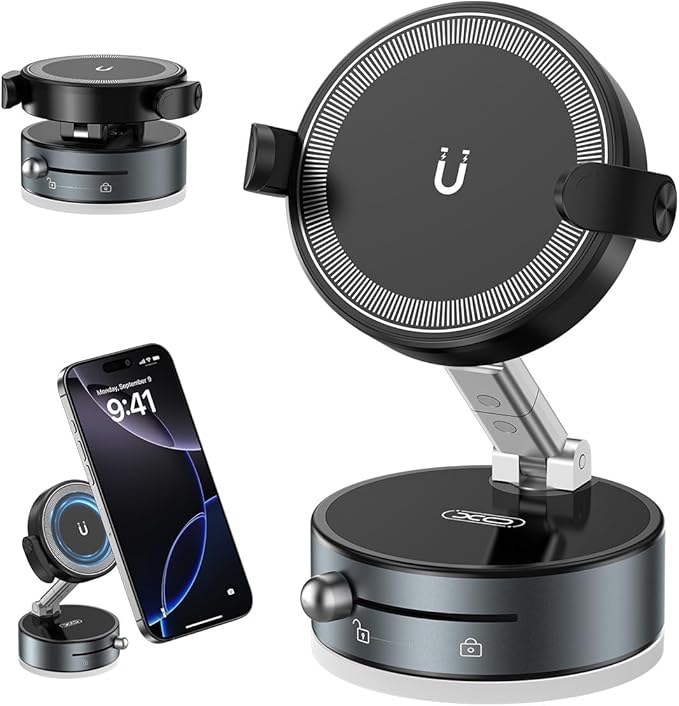 360° Rotation Clip on Car Phone Mount, 2 IN 1 Adjustable Magnetic Car Phone by XOSimpleisBeauty