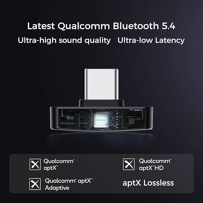 QCC Dongle Pro USB-C Bluetooth Adapter, aptX Lossless&aptX-Adaptive, Low - Image 6