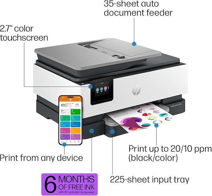 HP OfficeJet Pro 8138e Wireless All-in-One Color Inkjet Printer, Duplex - Image 4