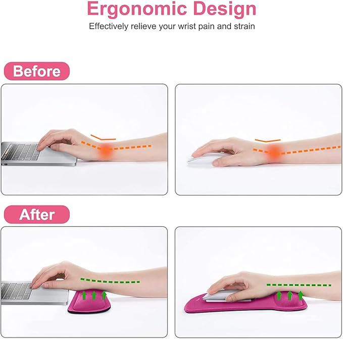 MOSISO Wrist Rest Support for Mouse Pad & Keyboard Set, Ergonomic Mousepad - Image 3
