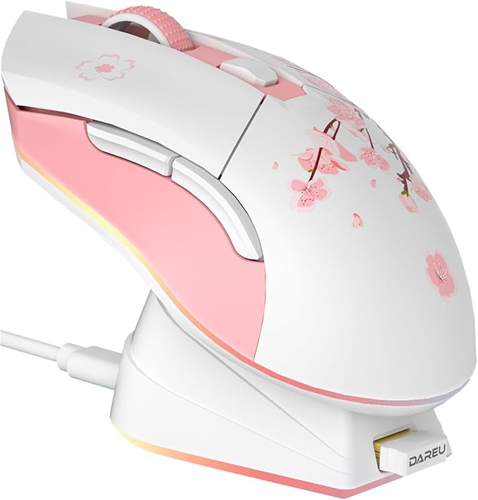 DAREU Sakura Pink Wireless Gaming Mouse by DAREUGAMINGDIRECT