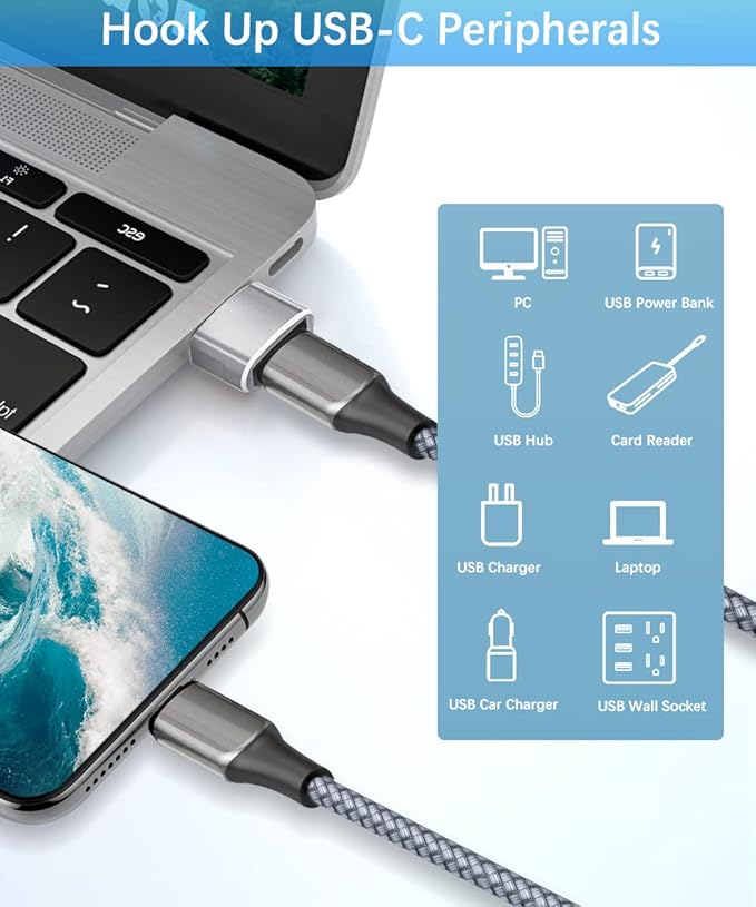 Elebase USB to USB C Adapter&Type C Male to 3.0 Female Adaptor 4PCS, - Image 5