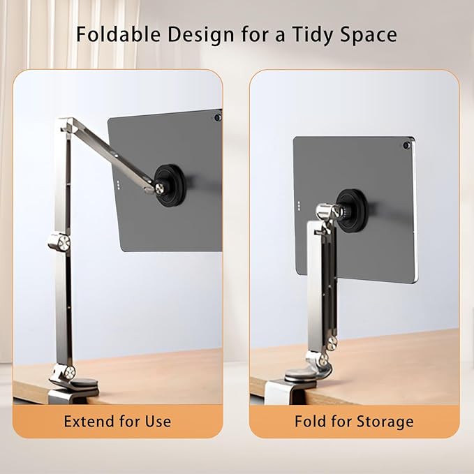 Magnetic Tablet Stand for Desk Aluminum Alloy Phone iPad Desk Holder Overhead - Image 2