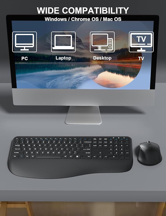 Wireless Keyboard and Mouse Combo, EDJO 2.4G Full-Sized Ergonomic Computer - Image 7