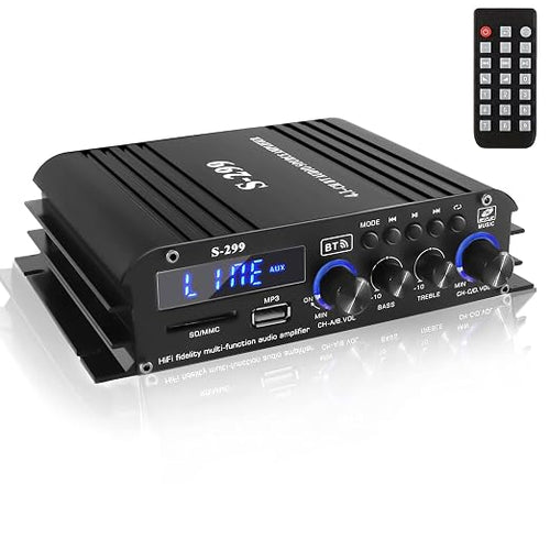 4.1 Channel Bluetooth 5.0 Mini Audio Amplifier Receiver, 4×50 W + Active by Romicta