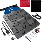 8-in-1 External Blu-ray Drive: 2 USB + USB-C Ports, TF/SD Card Reader, Laptop by GODBPMYNU