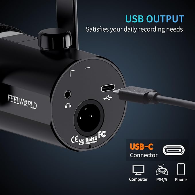 FEELWORLD PM1 XLR USB Dynamic Microphone - Image 4