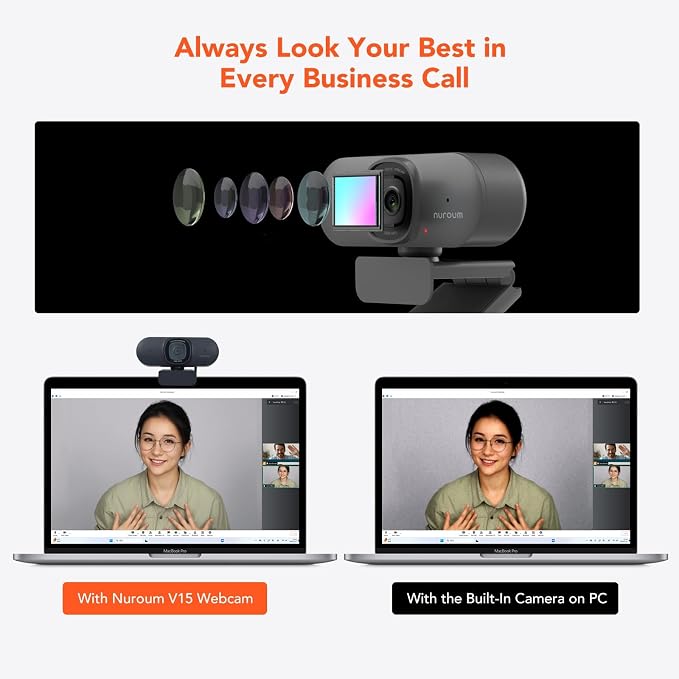 NUROUM V15AF 2K Webcam for PC, 1080P 60fps Autofocus HD Webcam - Image 4